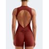 imageYEOREO Backless Workout Jumpsuits Women One Piece Sleeveless Jumpsuit with Pads Tessia Scrunch Butt Yoga RomperRed