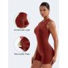 imageYEOREO Backless Workout Jumpsuits Women One Piece Sleeveless Jumpsuit with Pads Tessia Scrunch Butt Yoga RomperRed