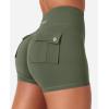 imageYEOREO CoreFlex Cargo Pocket Workout Shorts for Women Scrunch Zipper 36quot High Waisted Yoga Gym ShortsArmy