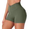 imageYEOREO CoreFlex Cargo Pocket Workout Shorts for Women Scrunch Zipper 36quot High Waisted Yoga Gym ShortsArmy
