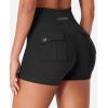 imageYEOREO CoreFlex Cargo Pocket Workout Shorts for Women Scrunch Zipper 36quot High Waisted Yoga Gym ShortsBlack