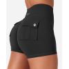 imageYEOREO CoreFlex Cargo Pocket Workout Shorts for Women Scrunch Zipper 36quot High Waisted Yoga Gym ShortsBlack