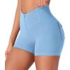 imageYEOREO CoreFlex Cargo Pocket Workout Shorts for Women Scrunch Zipper 36quot High Waisted Yoga Gym ShortsBlue