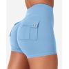 imageYEOREO CoreFlex Cargo Pocket Workout Shorts for Women Scrunch Zipper 36quot High Waisted Yoga Gym ShortsBlue