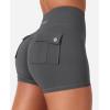 imageYEOREO CoreFlex Cargo Pocket Workout Shorts for Women Scrunch Zipper 36quot High Waisted Yoga Gym ShortsCarbon