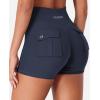 imageYEOREO CoreFlex Cargo Pocket Workout Shorts for Women Scrunch Zipper 36quot High Waisted Yoga Gym ShortsNavy