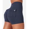 imageYEOREO CoreFlex Cargo Pocket Workout Shorts for Women Scrunch Zipper 36quot High Waisted Yoga Gym ShortsNavy