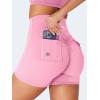 imageYEOREO CoreFlex Scrunch Workout Shorts with Pockets for Women 45quot High Waisted Cargo Gym Biker Shorts Tummy Control YogaBubblegum Pink