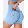 imageYEOREO CoreFlex Scrunch Workout Shorts with Pockets for Women 45quot High Waisted Cargo Gym Biker Shorts Tummy Control YogaLight Blue