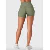 imageYEOREO CoreFlex Women Workout Gym Shorts with Cargo Pockets Hidden Scrunch 36quot Inseam No Front Seam Biker ShortsArmy Green