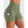imageYEOREO CoreFlex Women Workout Gym Shorts with Cargo Pockets Hidden Scrunch 36quot Inseam No Front Seam Biker ShortsArmy Green