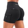 imageYEOREO CoreFlex Women Workout Gym Shorts with Cargo Pockets Hidden Scrunch 36quot Inseam No Front Seam Biker ShortsBlack