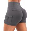 imageYEOREO CoreFlex Women Workout Gym Shorts with Cargo Pockets Hidden Scrunch 36quot Inseam No Front Seam Biker ShortsDark Grey