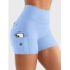 imageYEOREO CoreFlex Women Workout Gym Shorts with Cargo Pockets Hidden Scrunch 36quot Inseam No Front Seam Biker ShortsLight Blue