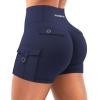 imageYEOREO CoreFlex Women Workout Gym Shorts with Cargo Pockets Hidden Scrunch 36quot Inseam No Front Seam Biker ShortsNavy