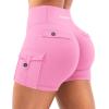 imageYEOREO CoreFlex Women Workout Gym Shorts with Cargo Pockets Hidden Scrunch 36quot Inseam No Front Seam Biker ShortsPink