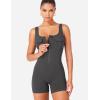 imageYEOREO CoreFlex Workout Jumpsuits for Women One Piece Backless Sleeveless Jumpsuit with Pockets Cargo Zip Up Gym Yoga RompersDark Gray