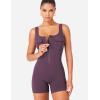 imageYEOREO CoreFlex Workout Jumpsuits for Women One Piece Backless Sleeveless Jumpsuit with Pockets Cargo Zip Up Gym Yoga RompersPurple