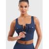 imageYEOREO CoreFlex Workout Tank Tops for Women U Neck Zip Up Crop Top Sleeveless Athletic Yoga Camisole Yvetty Going Out TopsDeep Blue