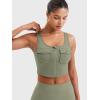 imageYEOREO CoreFlex Workout Tank Tops for Women U Neck Zip Up Crop Top Sleeveless Athletic Yoga Camisole Yvetty Going Out TopsLight Army