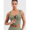 imageYEOREO CoreFlex Workout Tank Tops for Women U Neck Zip Up Crop Top Sleeveless Athletic Yoga Camisole Yvetty Going Out TopsLight Army