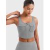 imageYEOREO CoreFlex Workout Tank Tops for Women U Neck Zip Up Crop Top Sleeveless Athletic Yoga Camisole Yvetty Going Out TopsLight Grey