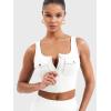 imageYEOREO CoreFlex Workout Tank Tops for Women U Neck Zip Up Crop Top Sleeveless Athletic Yoga Camisole Yvetty Going Out TopsWhite