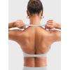 imageYEOREO Halter Sports Bras for Women Low Impact Removable Padded Adgustable Front Twist Deep V Seamless Workout Gym TopsBeige Light Grey