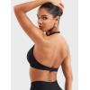 imageYEOREO Halter Sports Bras for Women Low Impact Removable Padded Adgustable Front Twist Deep V Seamless Workout Gym TopsBlack