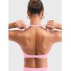 imageYEOREO Halter Sports Bras for Women Low Impact Removable Padded Adgustable Front Twist Deep V Seamless Workout Gym TopsPink