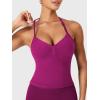 imageYEOREO SoftHue Impact Longline Strappy Top Womens Halter Workout Tank Tops Backless Gym Longline with Adjustable StrapBerry