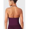 imageYEOREO SoftHue Impact Longline Strappy Top Womens Halter Workout Tank Tops Backless Gym Longline with Adjustable StrapBlack Cherry