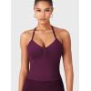 imageYEOREO SoftHue Impact Longline Strappy Top Womens Halter Workout Tank Tops Backless Gym Longline with Adjustable StrapBlack Cherry