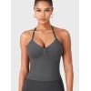 imageYEOREO SoftHue Impact Longline Strappy Top Womens Halter Workout Tank Tops Backless Gym Longline with Adjustable StrapDark Grey