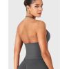 imageYEOREO SoftHue Impact Longline Strappy Top Womens Halter Workout Tank Tops Backless Gym Longline with Adjustable StrapDark Grey