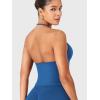 imageYEOREO SoftHue Impact Longline Strappy Top Womens Halter Workout Tank Tops Backless Gym Longline with Adjustable StrapElegant Blue