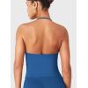 imageYEOREO SoftHue Impact Longline Strappy Top Womens Halter Workout Tank Tops Backless Gym Longline with Adjustable StrapElegant Blue