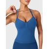 imageYEOREO SoftHue Impact Longline Strappy Top Womens Halter Workout Tank Tops Backless Gym Longline with Adjustable StrapElegant Blue