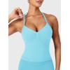 imageYEOREO SoftHue Impact Longline Strappy Top Womens Halter Workout Tank Tops Backless Gym Longline with Adjustable StrapLight Blue