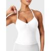 imageYEOREO SoftHue Impact Longline Strappy Top Womens Halter Workout Tank Tops Backless Gym Longline with Adjustable StrapWhite