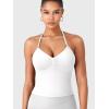 imageYEOREO SoftHue Impact Longline Strappy Top Womens Halter Workout Tank Tops Backless Gym Longline with Adjustable StrapWhite