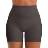 imageYEOREO Women Workout Yoga Shorts 45quot No Front Seam Hidden Scrunch Almiy High Rise Buttery Biker ShortsDark Gray