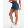 imageYEOREO Women Workout Yoga Shorts 45quot No Front Seam Hidden Scrunch Almiy High Rise Buttery Biker ShortsNavy Blue