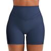 imageYEOREO Women Workout Yoga Shorts 45quot No Front Seam Hidden Scrunch Almiy High Rise Buttery Biker ShortsNavy Blue