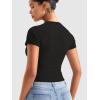 imageYEOREO Womens Crop Top Crew Neck Y2K Baby Tee Slim Fit Short Sleeve Shirt Corriny Going Out Workout Basic TopsBlack