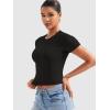imageYEOREO Womens Crop Top Crew Neck Y2K Baby Tee Slim Fit Short Sleeve Shirt Corriny Going Out Workout Basic TopsBlack