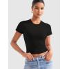 imageYEOREO Womens Crop Top Crew Neck Y2K Baby Tee Slim Fit Short Sleeve Shirt Corriny Going Out Workout Basic TopsBlack
