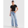 imageYEOREO Womens Crop Top Crew Neck Y2K Baby Tee Slim Fit Short Sleeve Shirt Corriny Going Out Workout Basic TopsBlack