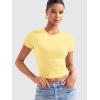 imageYEOREO Womens Crop Top Crew Neck Y2K Baby Tee Slim Fit Short Sleeve Shirt Corriny Going Out Workout Basic TopsCream Yellow