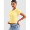 imageYEOREO Womens Crop Top Crew Neck Y2K Baby Tee Slim Fit Short Sleeve Shirt Corriny Going Out Workout Basic TopsCream Yellow